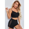 MARSiLYAN- Kadın Siyah Yanları ve Sırtı Dantel Detaylı Çift Sıra İnce Lastikli Şortlu Gecelik Takım