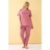 MARSiLYAN- Kadın Somon Go Getter Yazılı Büyük Beden Pijama Takımı