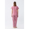 MARSiLYAN- Kadın Somon Kalp Desenli Kısa Kollu Penye Pijama Takımı