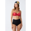 MARSiLYAN- Kadın Straplez Kırmızı Yüksek Bel Bikini Takımı
