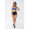 MARSiLYAN- Kadın Straplez Mavi Yüksek Bel Bikini Takımı