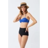 MARSiLYAN- Kadın Straplez Mavi Yüksek Bel Bikini Takımı