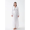 MARSiLYAN- Kadın Uzun Beyaz Saten Sabahlık