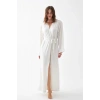 MARSiLYAN- Kadın Uzun Ekru Penye Sabahlık