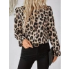 MARSiLYAN- Kadın Uzun Kollu Arkadan Fiyonk Detaylı Leopar Desenli Süprem Bluz