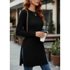 MARSiLYAN- Kadın Uzun Kollu Bisiklet Yaka Iki Yandan Yırtmaç Detay Triko Bluz