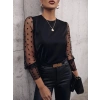 MARSiLYAN- Kadın Uzun Kollu Bisiklet Yaka Kollar Puantiyeli Tül Detaylı Sandy Bluz