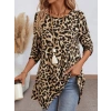 MARSiLYAN- Kadın Uzun Kollu Bisiklet Yaka Leopar Desenli Süprem Bluz
