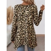 MARSiLYAN- Kadın Uzun Kollu Bisiklet Yaka Leopar Desenli Süprem Bluz