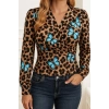MARSiLYAN- Kadın Uzun Kollu Kruvaze Yakalı Kelebek Desenli şardonlu Dalgıç Bluz