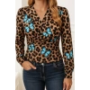 MARSiLYAN- Kadın Uzun Kollu Kruvaze Yakalı Kelebek Desenli şardonlu Dalgıç Bluz