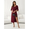 MARSiLYAN- Kadın Uzun Kollu Kruvaze Yakalı Yandan Dantelli Midi Ithal Krep Elbise