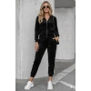 MARSiLYAN- Kadın Uzun Kollu önden Fermuarlı Krop Kadife Ceket Ve Pantolon Ikili Takım