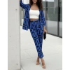 MARSiLYAN- Kadın Uzun Kollu önü Açık Desenli Iki Iplik Ceket Ve Pantolon Ikili Takım