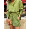 MARSiLYAN- Kadın Uzun Kollu Salaş Gömlek Ve şort Keten Ikili Takım