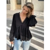 MARSiLYAN- Kadın Uzun Kollu V Dantel Yaka Aerobin Bluz