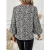 MARSiLYAN- Kadın Uzun Kollu V Yaka Kollar Gipe Detaylı Leopar Desenli Süprem Bluz
