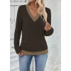 MARSiLYAN- Kadın Uzun Kollu V Yakalı Yandan Düğmeli Yün Viskon Bluz