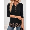 MARSiLYAN- Kadın Uzun Kollu Yakadan Düğmeli Leopar Detaylı Kaşkorse Bluz