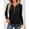 MARSiLYAN- Kadın Uzun Kollu Yakadan Düğmeli Leopar Detaylı Kaşkorse Bluz