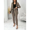 MARSiLYAN- Kadın Uzun Kollu Yakalı Desenli Dalgıç Ceket Bluz Ve Pantolon üçlü Takım