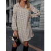 MARSiLYAN- Kadın Uzun Kollu Yakalı Desenli Mini Modal Elbise