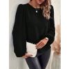 MARSiLYAN- Kadın Uzun Kollu Yuvarlak Yaka Arkadan Bağcıklı Salaş Ithal Krep Bluz