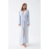 MARSiLYAN- Kadın Uzun Mavi Penye Sabahlık