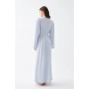 MARSiLYAN- Kadın Uzun Mavi Penye Sabahlık