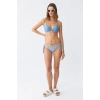 MARSiLYAN- Kadın Yandan Bağlamalı Yarım Destekli Fiyonklu Alt Üst Bikini Takım Buz Mavisi