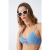 MARSiLYAN- Kadın Yandan Bağlamalı Yarım Destekli Fiyonklu Alt Üst Bikini Takım Buz Mavisi