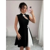 MARSiLYAN- Kadın Yarım Balıkçı Yaka Pencere Dekolte Ve çift Renk Detay Mini Elbise
