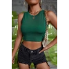 MARSiLYAN- Kadın Yeşil Kare Yaka Crop Top Bluz