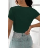 MARSiLYAN- Kadın Yeşil Yarım Kol Düz Yaka Crop Top Bluz