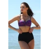 MARSiLYAN- Kadın Yüksel Bel Straplez Mor Bikini