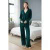 MARSiLYAN- Kadın Zümrüt Yeşili Önden Düğmeli Rahat Kesim Pijama Takımı