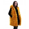 MARSiLYAN- Kapşonlu Peluş Kürk Yelek Premium Kalite, Tam Astarlı, Uzun Model - Sarı