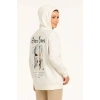 MARSiLYAN- Kapşonlu Sweatshirt – Oversize Üç İplik Şardonlu Hoodie, “Other Lives” Ön - Arka Baskılı, Kanguru Cepli, Kışlık Rahat Günlük Stil - Beyaz