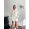 MARSiLYAN- Kapşonlu Üç İplik Penye Basic SweatShirt - Beyaz