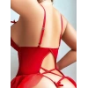 MARSiLYAN-  Kırmızı Dantel Detaylı Önü Dekolteli Fantezi Babydoll