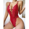 MARSiLYAN-  Kırmızı Dantel İşlemeli Göğüs Dekolteli Fantezi Body