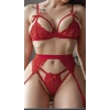 MARSiLYAN-  Kırmızı Dantel Jartiyer Takımı Kurdelalı Seksi Fantezi İç Giyim