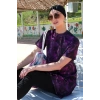 MARSiLYAN- Kısa Kol Güllü Yarım Tesettür Mayo Mor