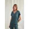 MARSiLYAN-  Kısa Kollu V Yakalı Dantelli Pijama Takımı