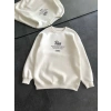 MARSiLYAN- Kışlık Bisiklet Yaka Ön Ve Arka Baskılı SweatShirt - Beyaz