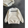 MARSiLYAN- Kışlık Bisiklet Yaka Oversize Baskılı SweatShirt - Beyaz