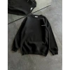 MARSiLYAN- Kışlık Bisiklet Yaka Oversize Baskılı SweatShirt - Siyah
