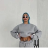 MARSiLYAN- Kışlık Bisiklet Yaka Üç İplik Basic SweatShirt - Gri
