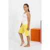 MARSiLYAN- Kız Çocuk İp Askılı Şortlu Penye Beyaz Pijama Takım