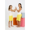MARSiLYAN- Kız Çocuk İp Askılı Şortlu Penye Beyaz Pijama Takım
